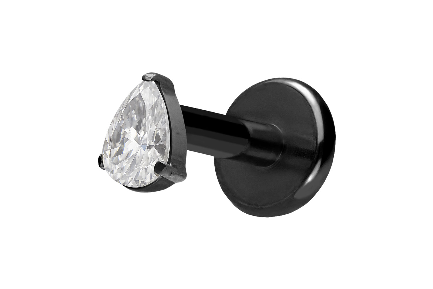 Titan Labret Piercing mit Push Fit KRISTALLTROPFEN